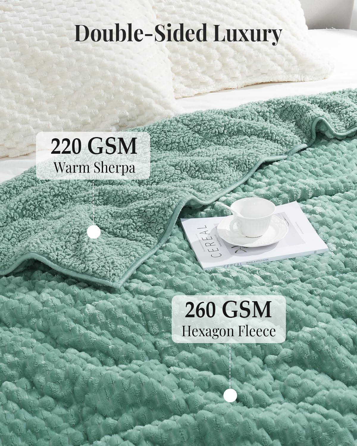 Topblan Gewichtsdecke für Erwachsene, 152,4 x 203,2 cm, 9 kg, weiche Sherpa-Decke in Queen-Size-Größe, schwere Decke mit 3D-Jacquard-Schildkrötenschalen-Flanell-Fleece für Couch und Bett