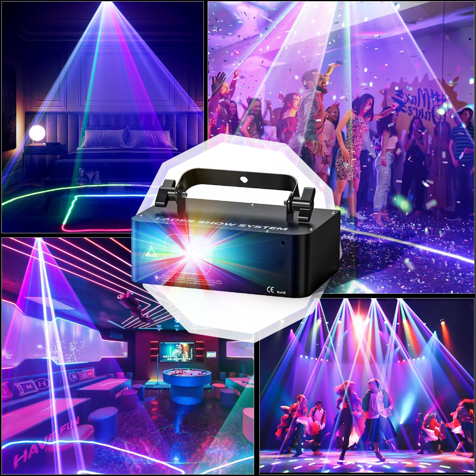 Lumière de Fête, Lumière disco DJ Activée DMX 512 lumières stroboscopiques, RGBW Lumière de Scène Activées par la Musique et Contrôlées par DMX pour les DJ de Mariage et de Club
