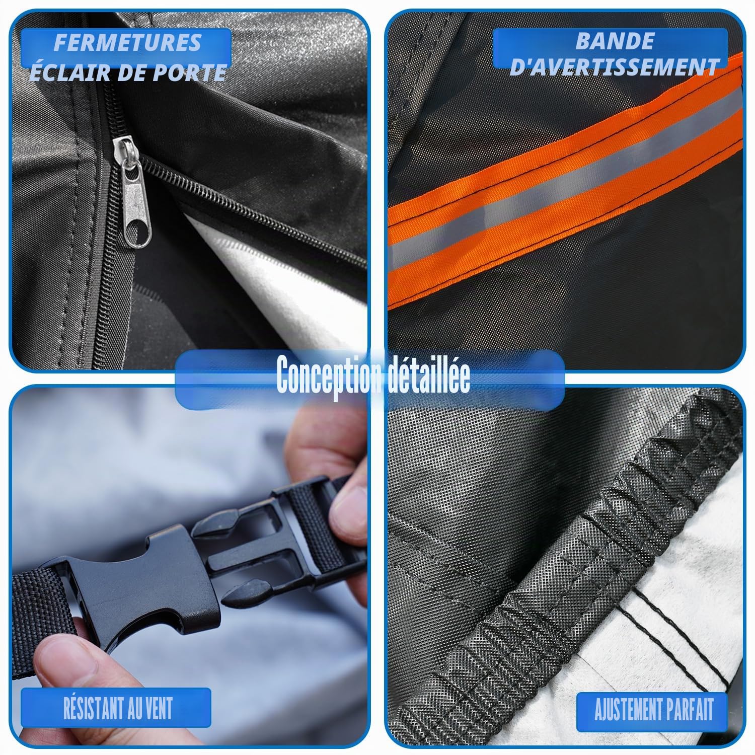 Cowtcver Bâche Voiture SUV Étanche Respirante Contre Pluie Soleil Poussière, Housse de Protection Voiture avec Zip et Doublure en Coton.Bâche pour RAV4, X-Trail, Model Y, 5008 etc.(pour 460 à 485 cm)