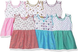 ONCH Kids Girls Cotton A line Printed Pink Frock Dress Pack of 6