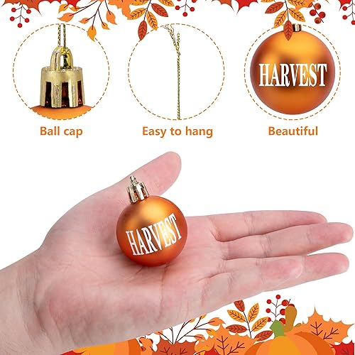 Miniatura 3 de 24 bolas colgantes de otoño para el día de Acción de Gracias, decoración colgante de bolas de cosecha de otoño de 1.6 pulgadas, bolas de