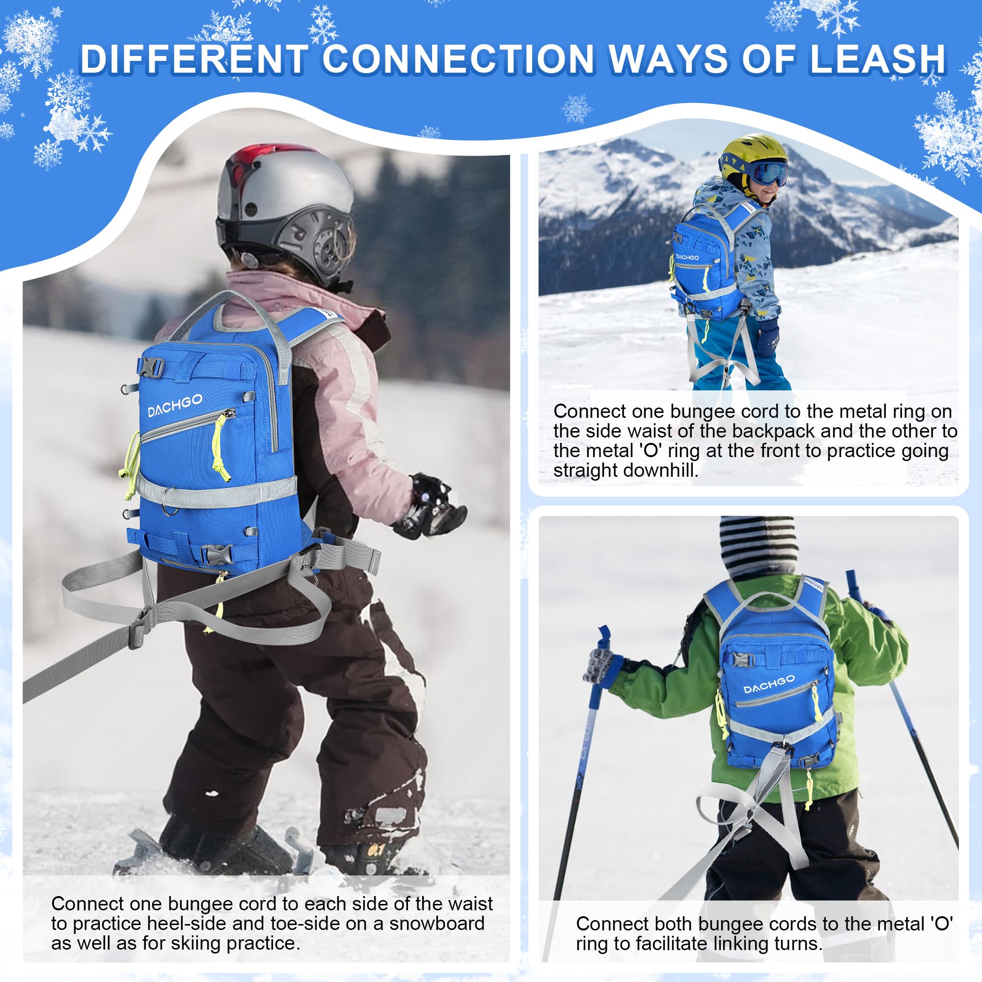 Ski- und Snowboardgeschirr mit Leine für Kinder: Bringen Sie Ihrem Kind die Grundlagen des Skifahrens oder Snowboardens bei, Ski-Rucksack-Trainingswerkzeug, Skizubehör für Kinder