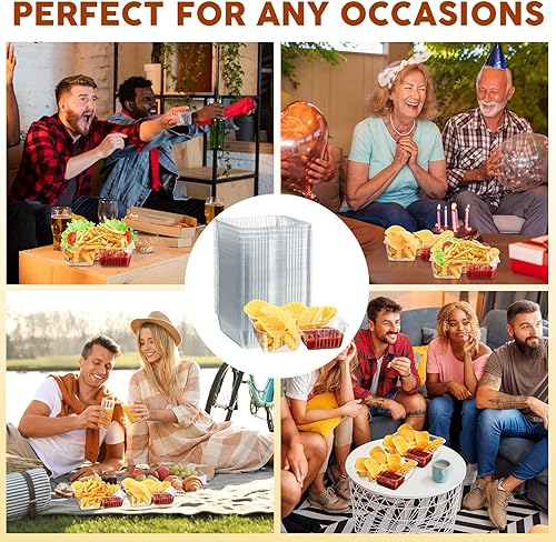 Miniatura 9 de 300 bandejas de nachos desechables con 2 compartimentos, bandeja de comida para concesión, suministros de noche de películas, bandejas de aperitivos