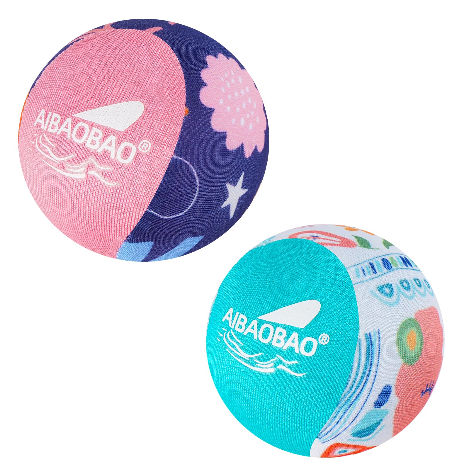 AIBAOBAO 2 Water Ball, Water Skim Balls 5.5CM, Beach & Swimming Pool Balls Toys for All Ages Adults on Summer Family Holiday, Jump Water Bounce Ball Abstract Print with Mesh Bag for Beach, Pool Games — image 1