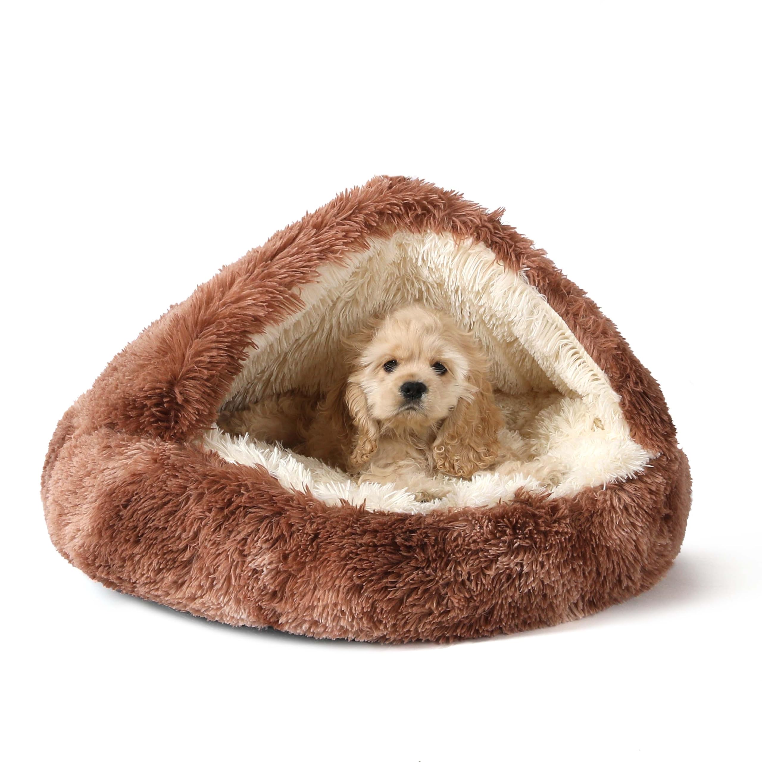 NOYAL Hooded Donut Bed, Calming Cave for Cats &amp; Small Dogs