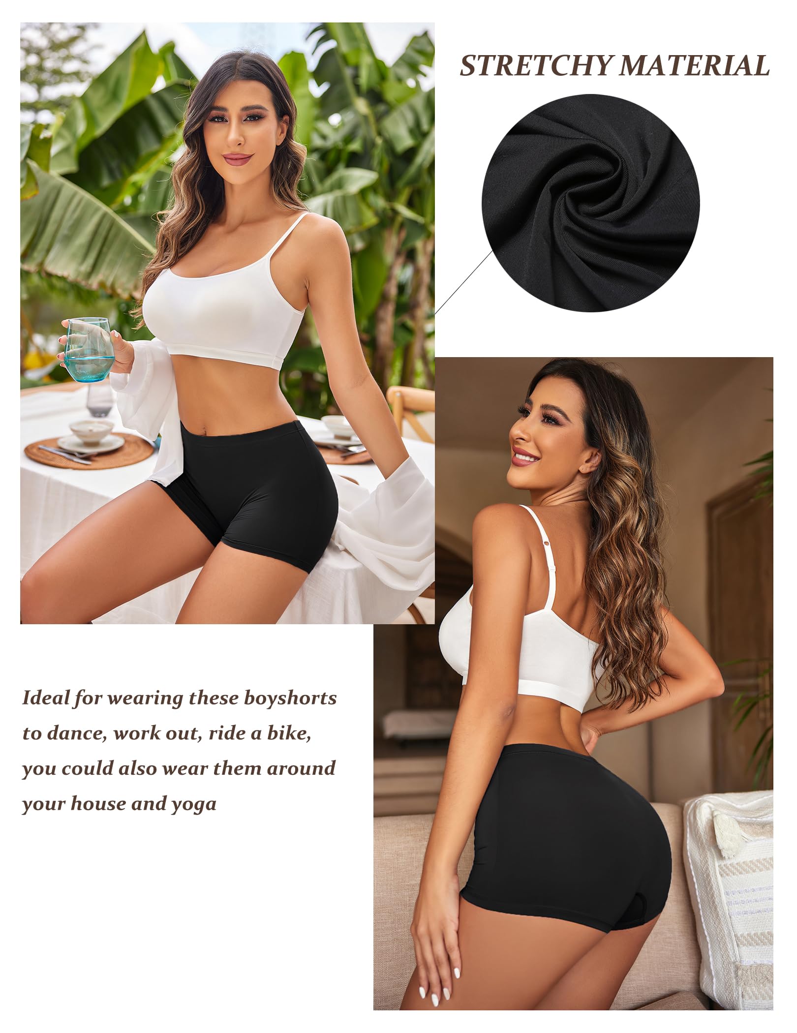 Ekouaer Boyshort Mutandine da Donna morbide Slip Invisibili, Confezione da 3 Boxer Senza Cuciture, Taglie S-XXL
