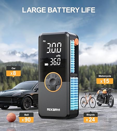 Miniatura 5 de Compresor de aire portátil para inflado de neumáticos, bomba de aire de 150 PSI para neumáticos de automóvil, compresor de aire inalámbrico con