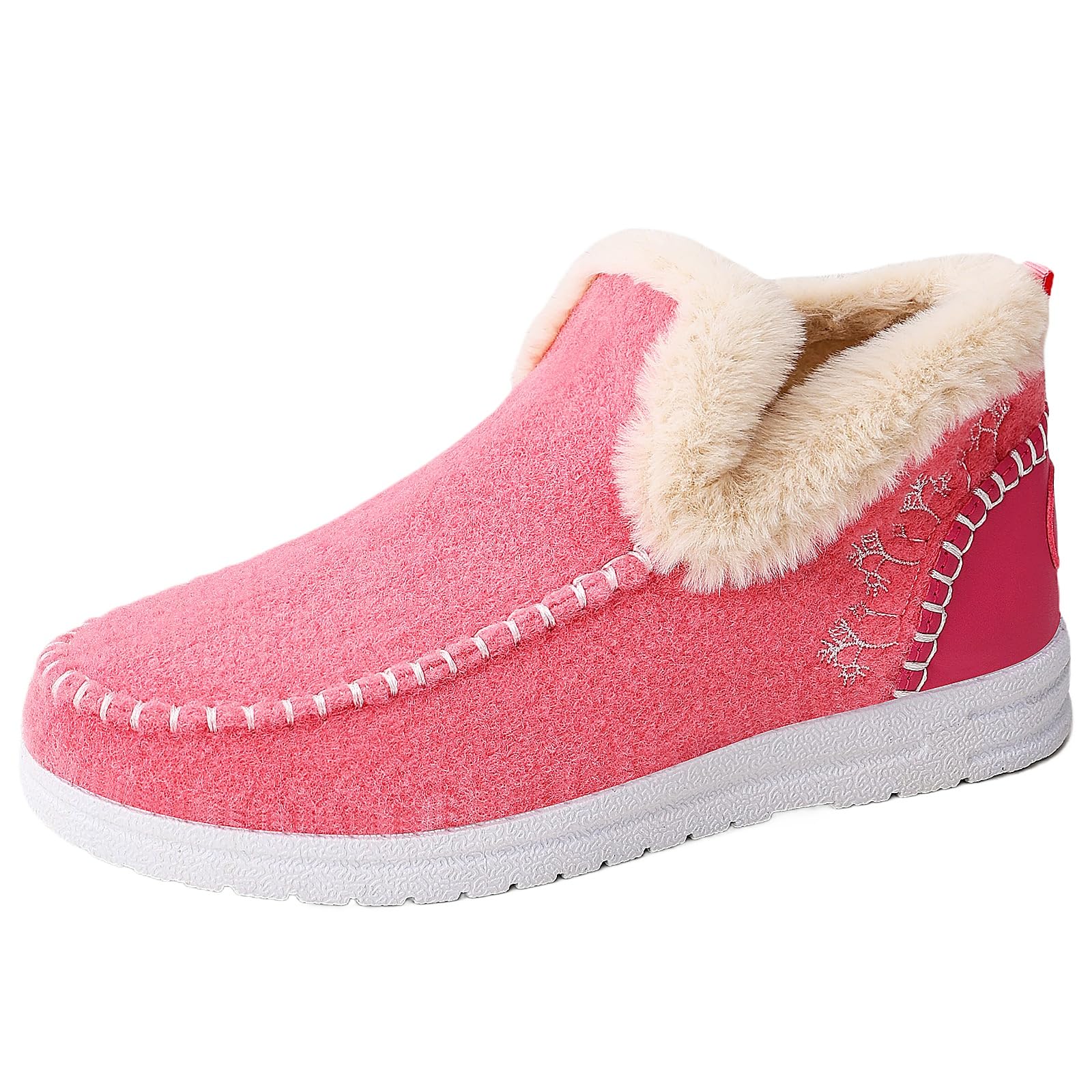 Womens Fashionable Slip-on Warm Fur Lined Winter Snow Boots Ankle Boots Outdoor Booties Comfortable Shoes for Women