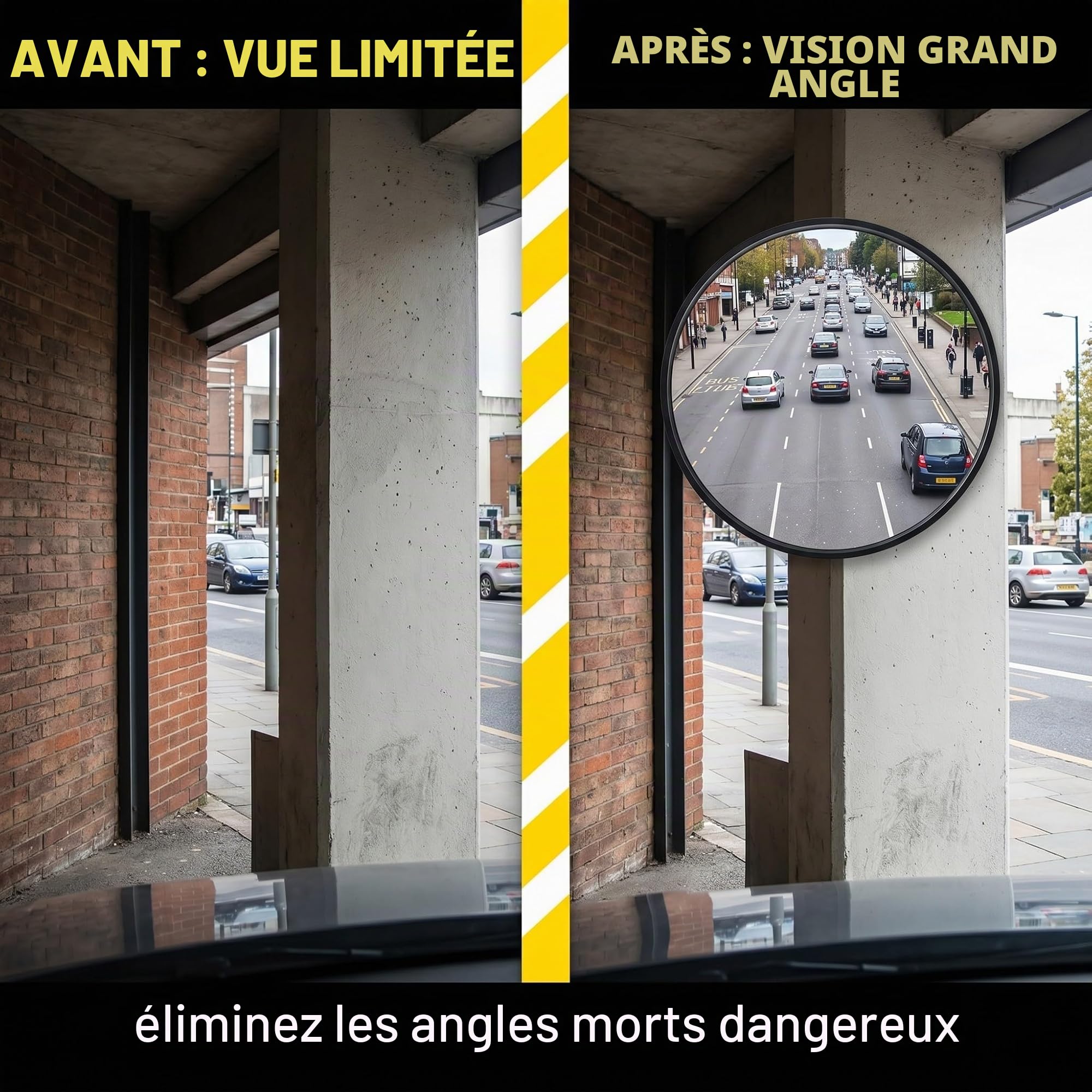 Mini Miroir Convexe De Circulation 17cm Grand Angle, Miroir Routier De Securite, Retroviseur Exterieur Et Interieur Incassable Pour Une Visibilite Maximale