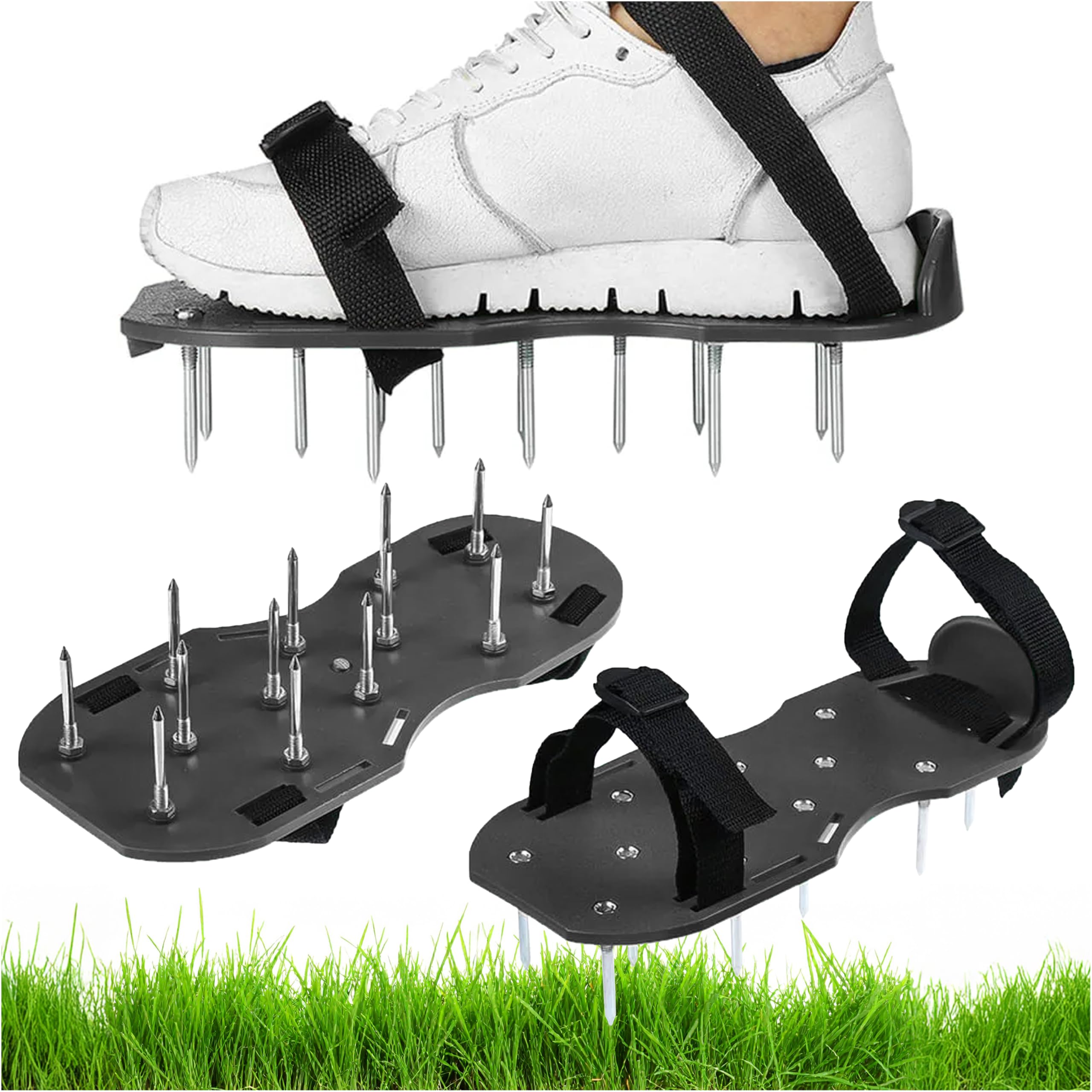 Zapatos aireadores de césped con púas – Zapatos de aireación del suelo para jardín – Sandalias Aerator ajustables para el cuidado del césped y la ventilación