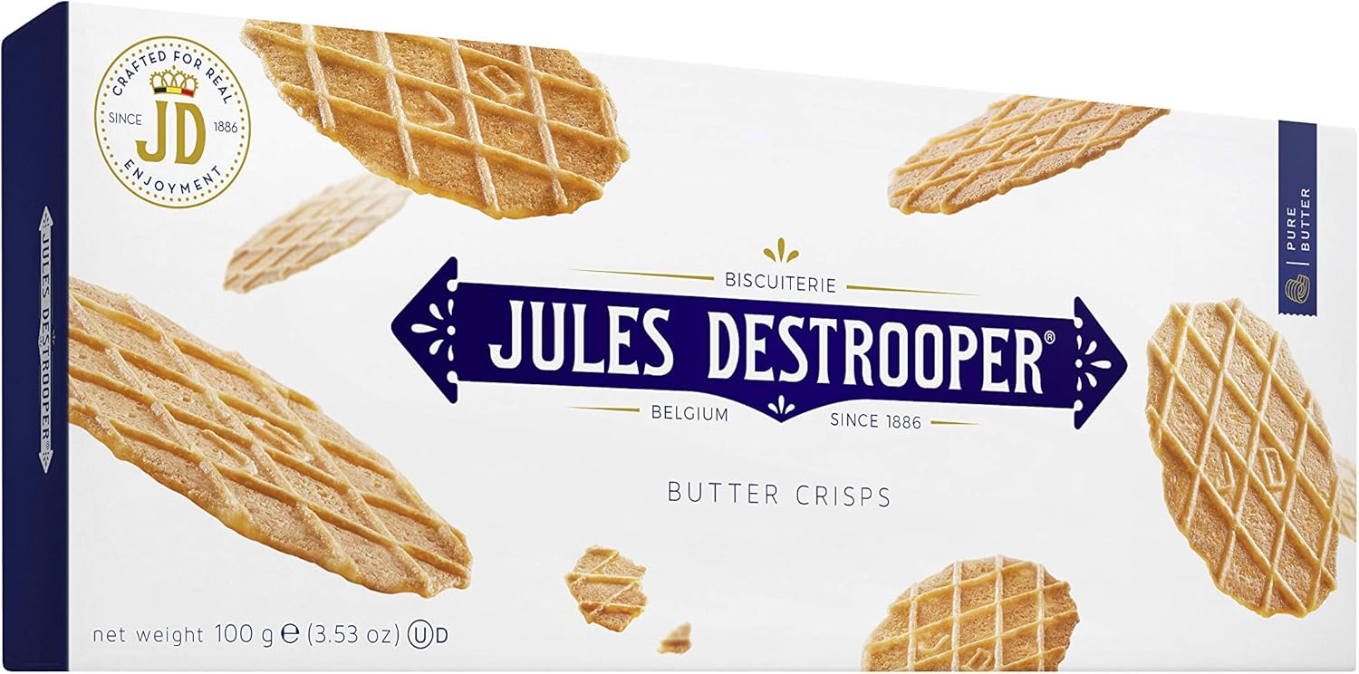 Jules Destrooper Biscuit Butter Crisps, Box of Authentic Belgian Butter Biscuits, Luxury