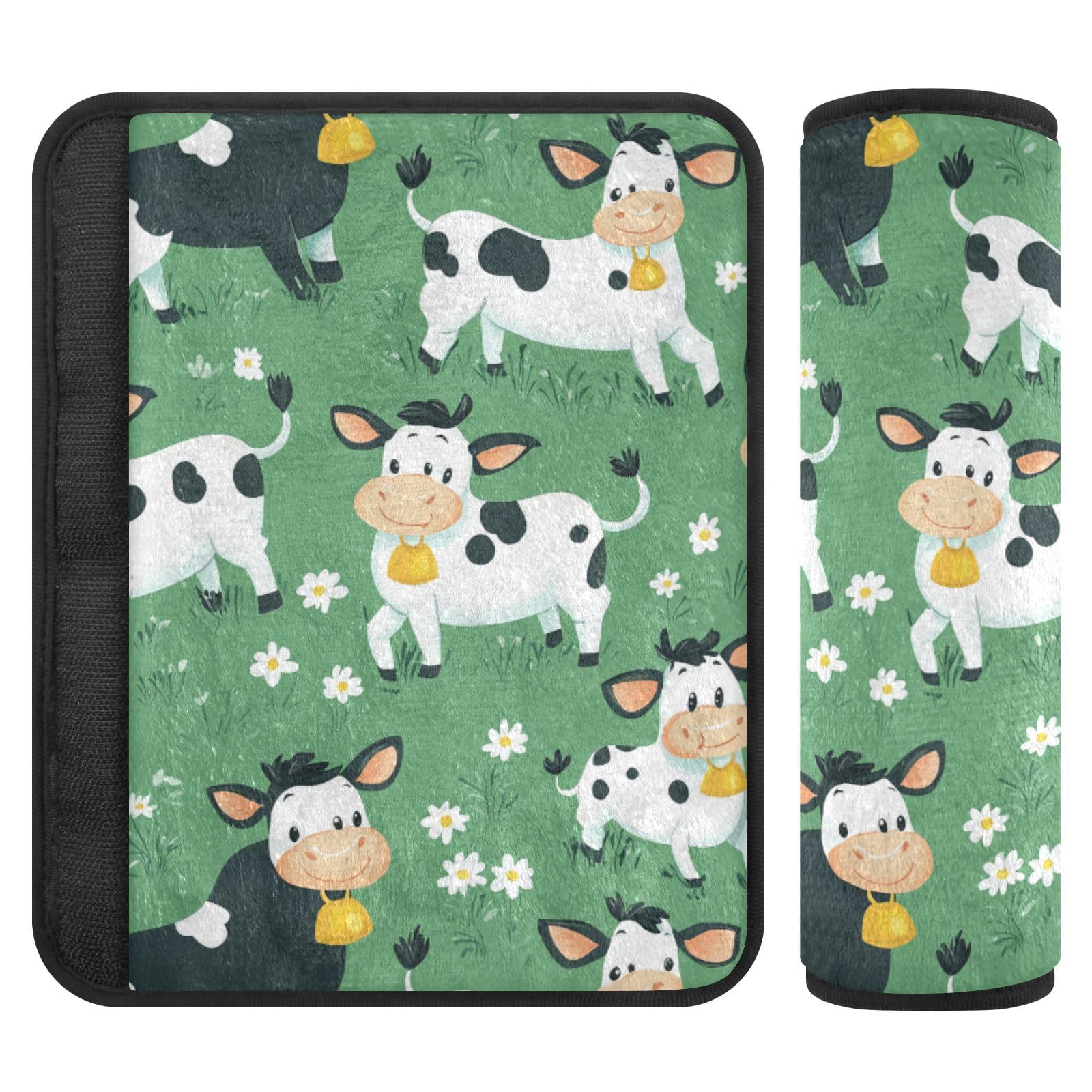 Seat Belt Covers 2 Pack Cute Car Seat Strap Covers Super Soft Funny Cows Car Seat Neck Cover for Boys Girls Adults Babies M