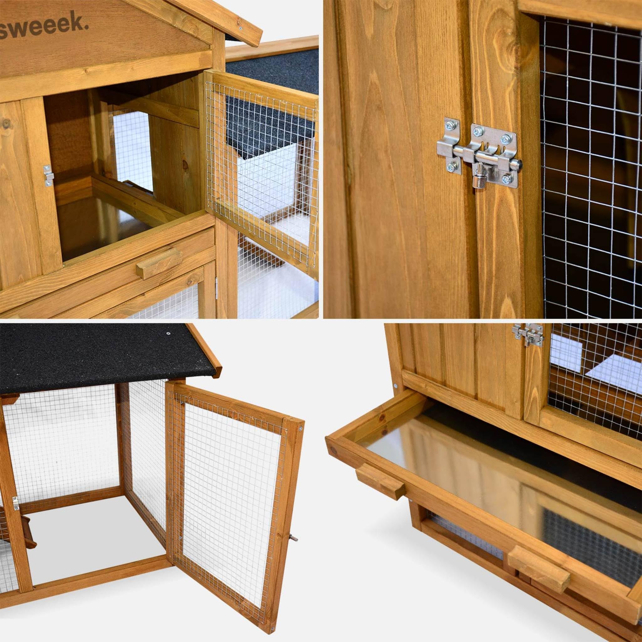 Alice's Garden - Clapier en Bois Hotot pour Lapin et Autres rongeurs. 4 Lapins. Cage à Lapin avec enclos. Espace intérieur et extérieur