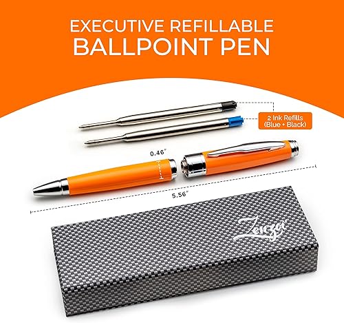 Miniatura 3 de ZenZoi Juego de bolígrafos naranja. Elegante bolígrafo ejecutivo para hombres o mujeres. Caja de regalo de bolígrafo de alta gama con bolígrafo de
