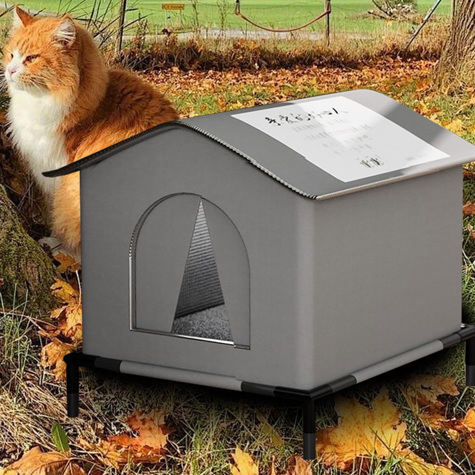 Casette per gatti all'aperto - Casette per gatti selvatici all'aperto | Cuccia isolata per gatti, per animali domestici chiusa, casa per animali domestici rialzata, casa esterna per gatti | Rifugio Impermeabile con Isolamento Termico Gatti Randagi Cortile