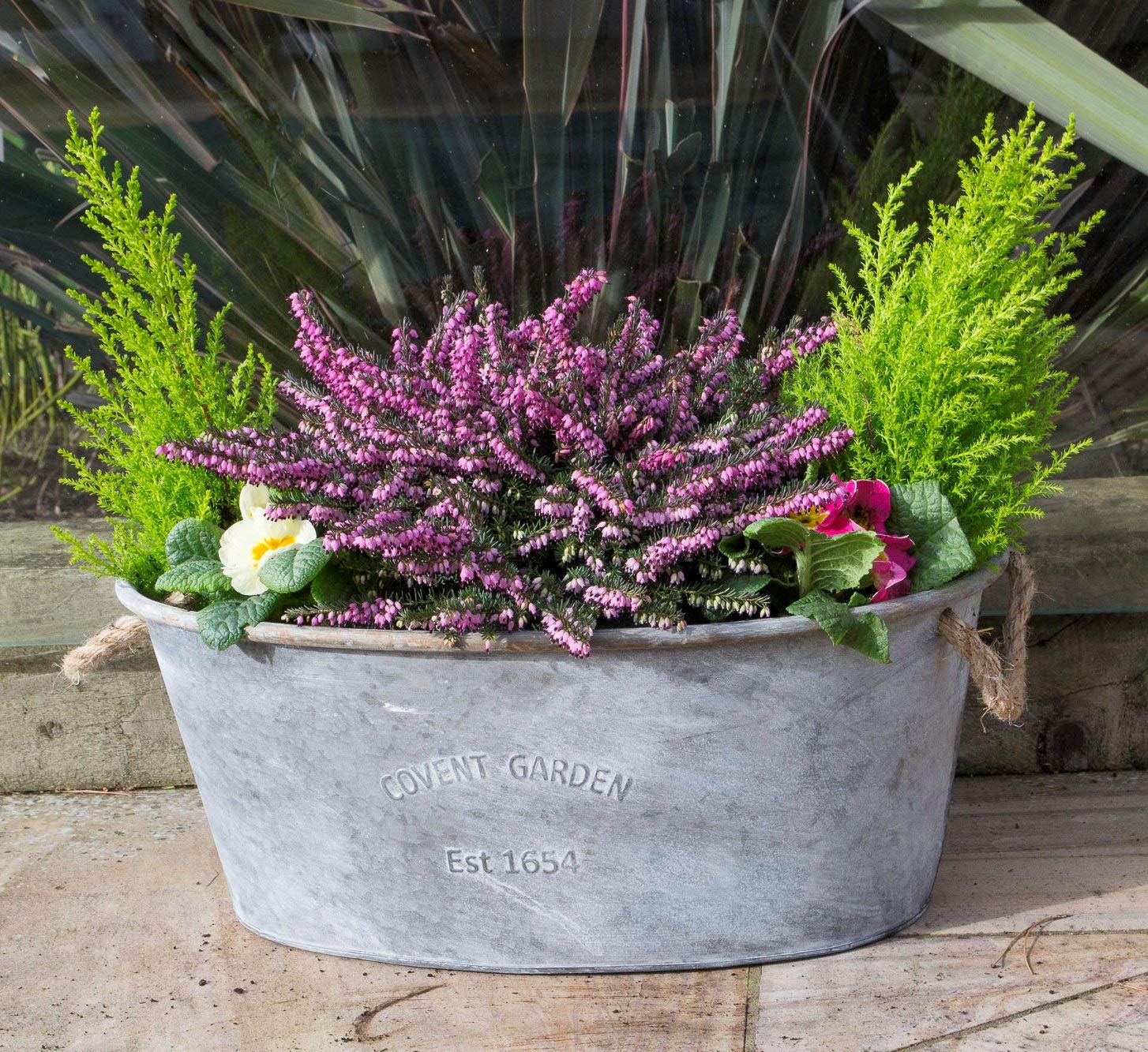 east2eden Oval Covent Garden 58cm Zinc Metal Tin Plant Flower Planter Pot :  Amazon.co.uk: Garden