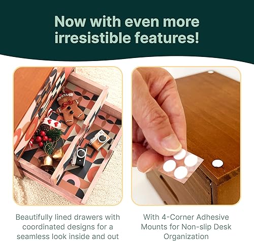 Miniatura 7 de Organizador de escritorio con patrón geométrico moderno de mediados de siglo, almacenamiento de escritorio en tono tierra con 4 cajones, gabinete de