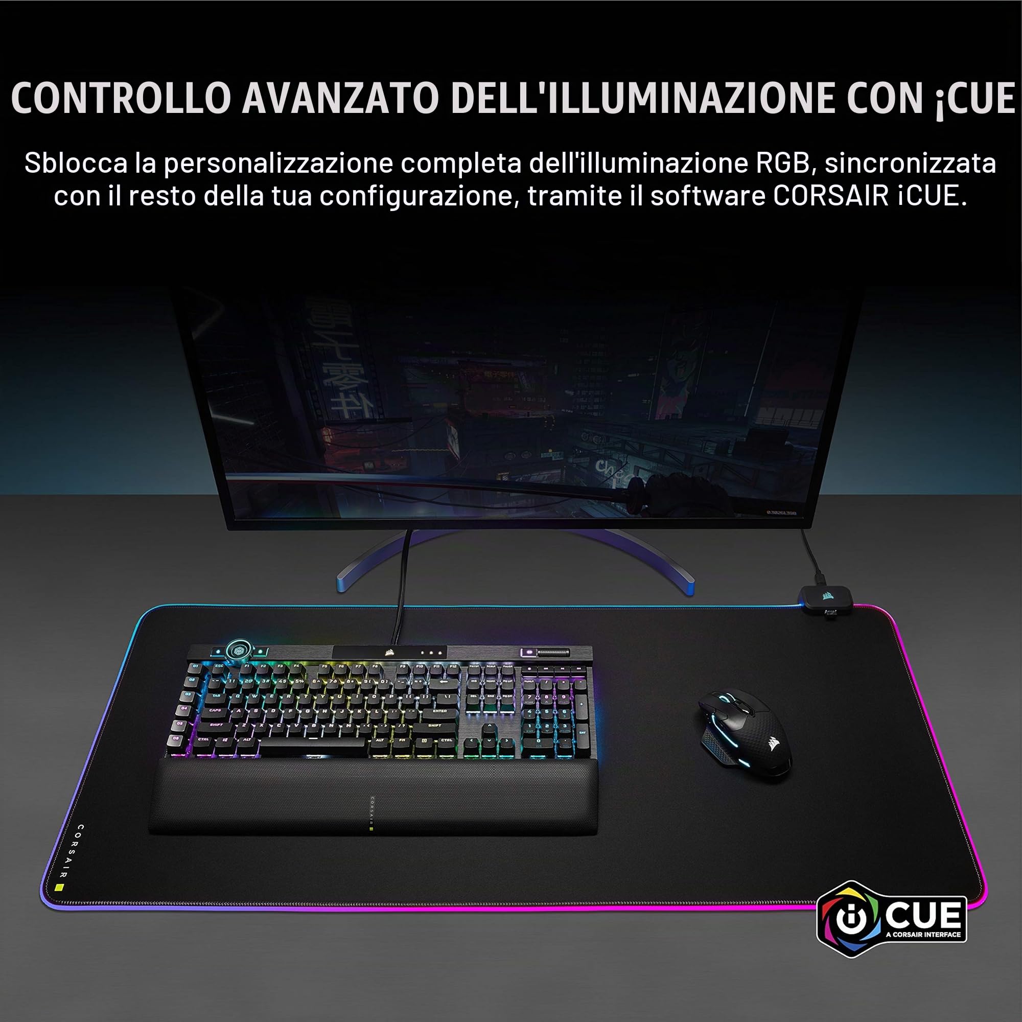 Corsair MM700 RGB EXL Tappetino Mouse, Nero