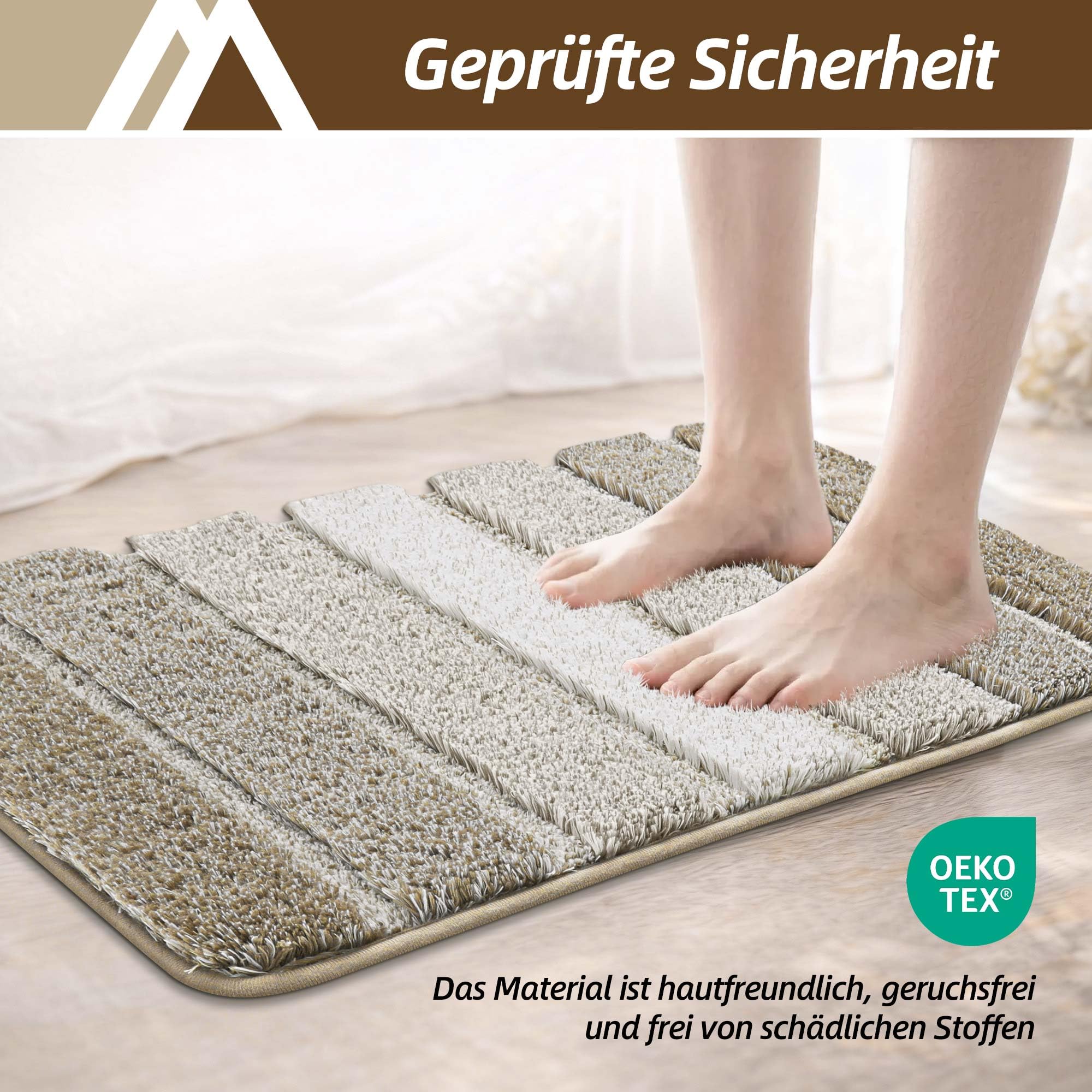 COSY HOMEER Badezimmerteppich 50 x 150 cm, Beige