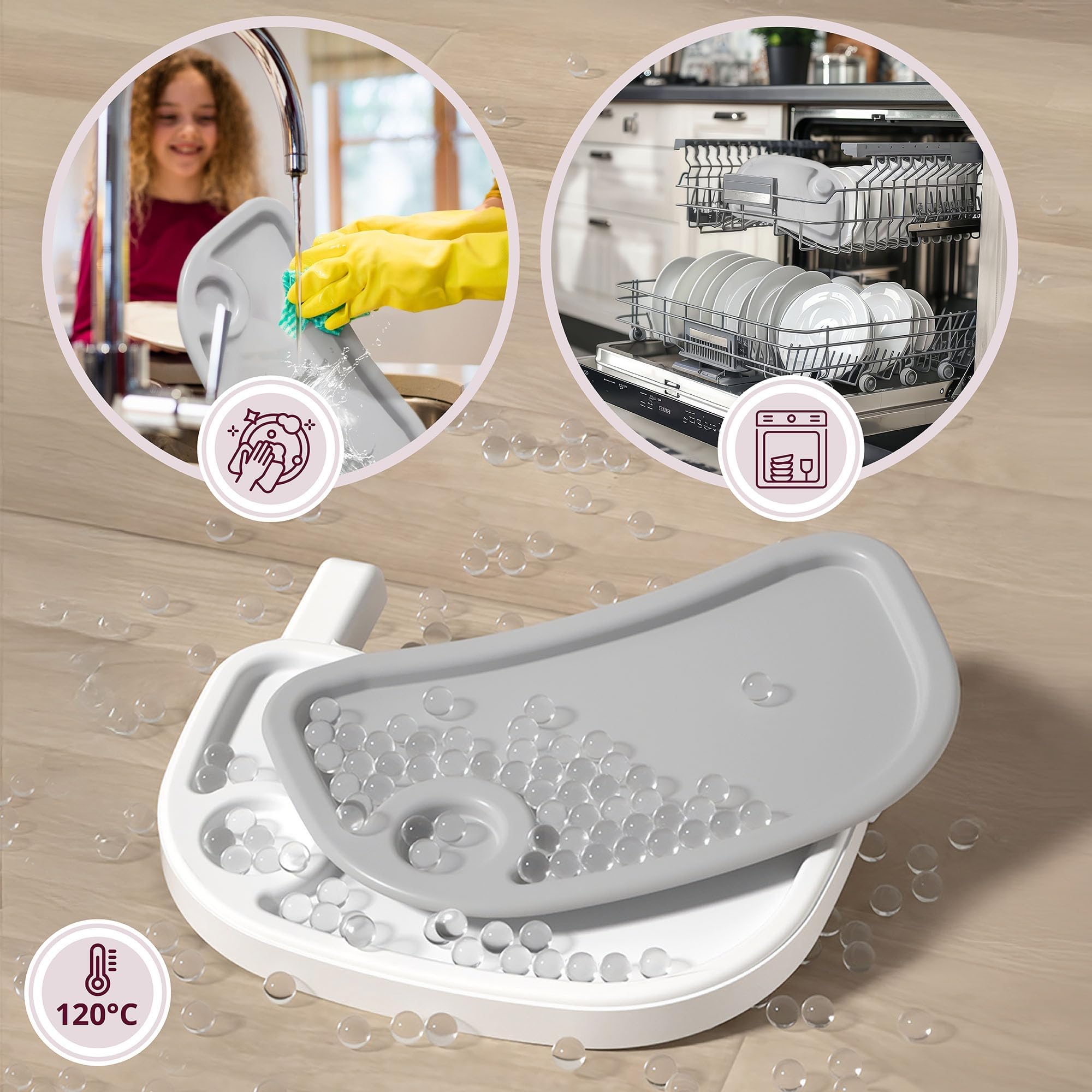 Moby-System Chaise Haute Réglable Magnolia 2en1 Grise Similicuir Dès 6 Mois