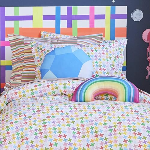 Miniatura 5 de Kid Made Modern Juego de edredón de pata de gallo arcoíris tamaño matrimonial