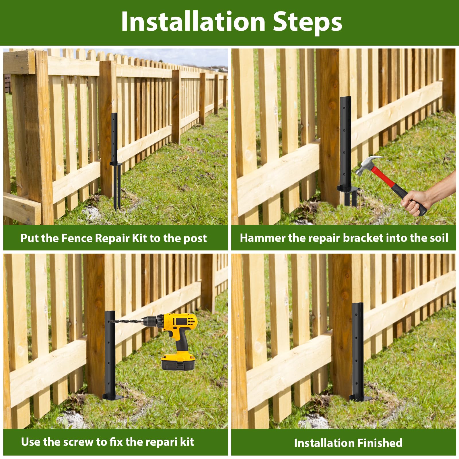 Juego De 2 Piezas De Reparación De Postes De Cerca, Kit De Anclaje De Poste  De, image size:1600x1600