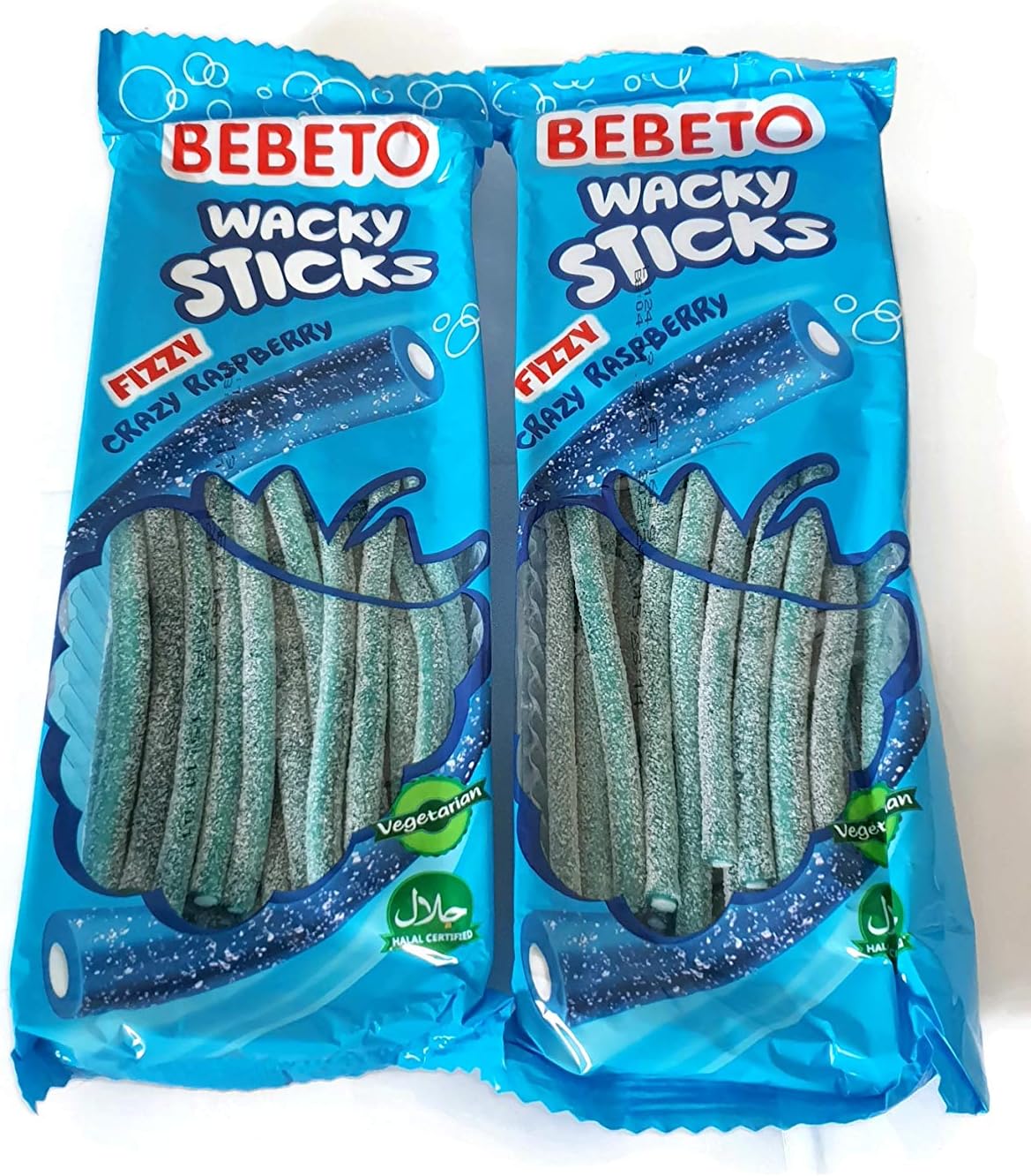 2 x Blue Raspberry Wacky Sticks (400g) | Vegetarian & Halal Certified | A Hit of Sugar When You Need It Most! |
