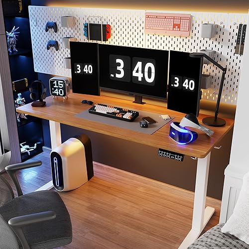 Miniatura 1 de Shintenchi Escritorio eléctrico de altura ajustable, escritorio de computadora de pie de 55 x 24 pulgadas, escritorio de trabajo para oficina en