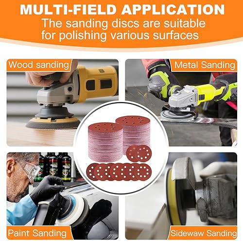 Miniatura 7 de 150 PCS Discos de Lijado de 5 Pulgadas, Almohadillas Premium para Lijadora Orbital en 9 Granos Diferentes - 40 80 120 180 240 320 400 600 800 Grano
