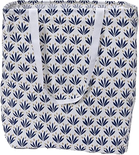 Miniatura 10 de Household Essentials Cesto Krush rectangular con borde de bambú con asas recortadas, blanco y negro