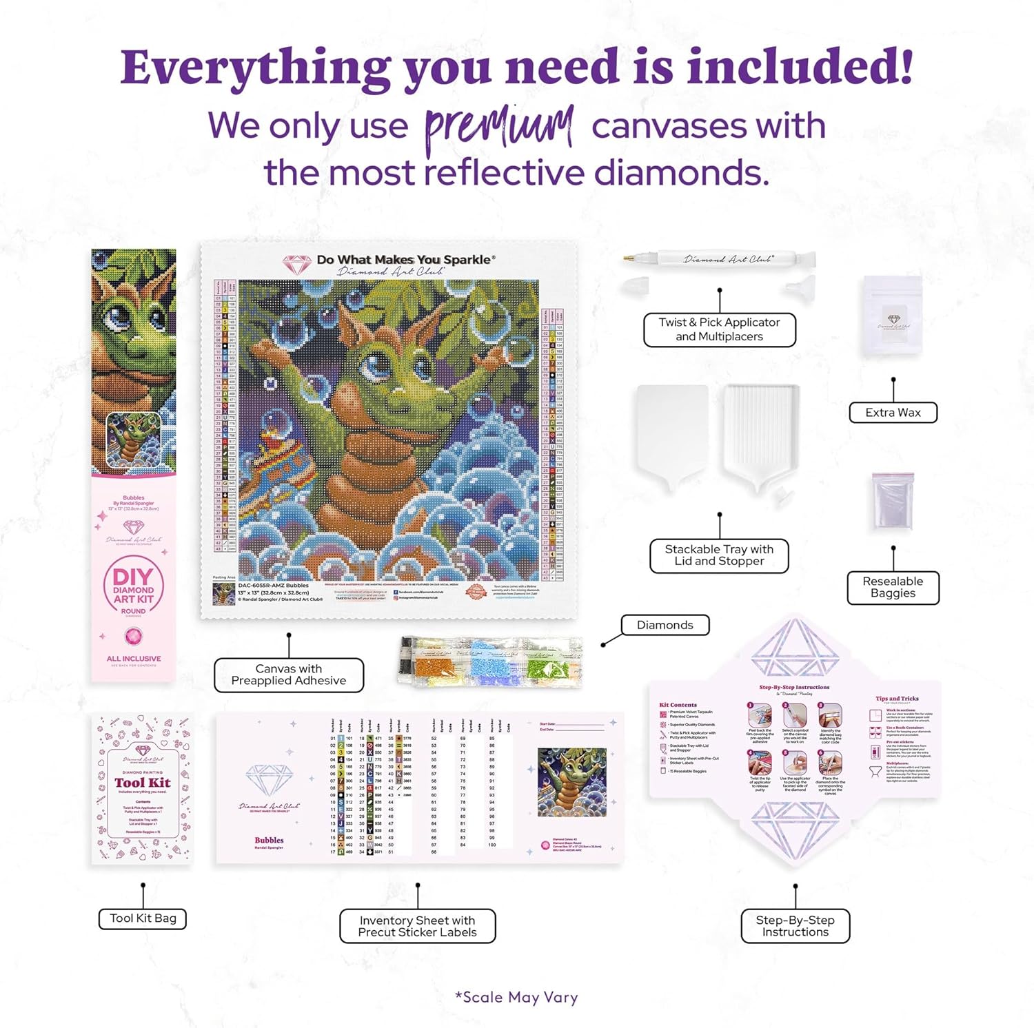 DIAMOND ART CLUB Bubbles - Spangler Diamond Painting Kit, Fun DIY Crafts for Adults, Round Diamond Art Canvas, 13" x 13" (32.8 cm x 32.8 cm)