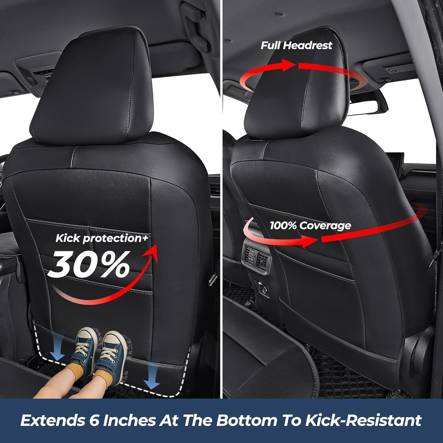 RAV4 Seat Covers Custom for Toyota RAV4 2019 2020 2021 2022 2023 2024 2025 LE,XLE,XLE Premium,Limited,Base,SE Full Set Luxury Faux Leather Seat Cover with Interior Accessories(Black)