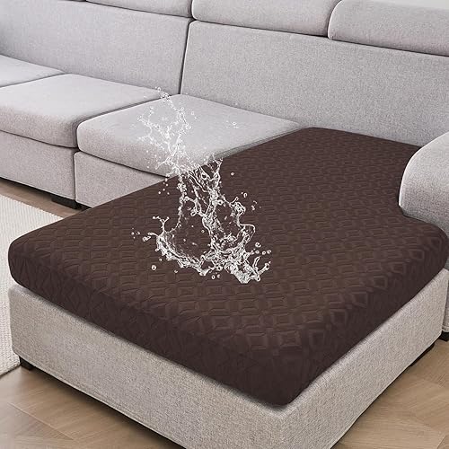 Miniatura 45 de Genina Fundas de cojín para sofá impermeables, fundas elásticas para sofá modular, funda de cojín lavable, antideslizante, con parte inferior Gris