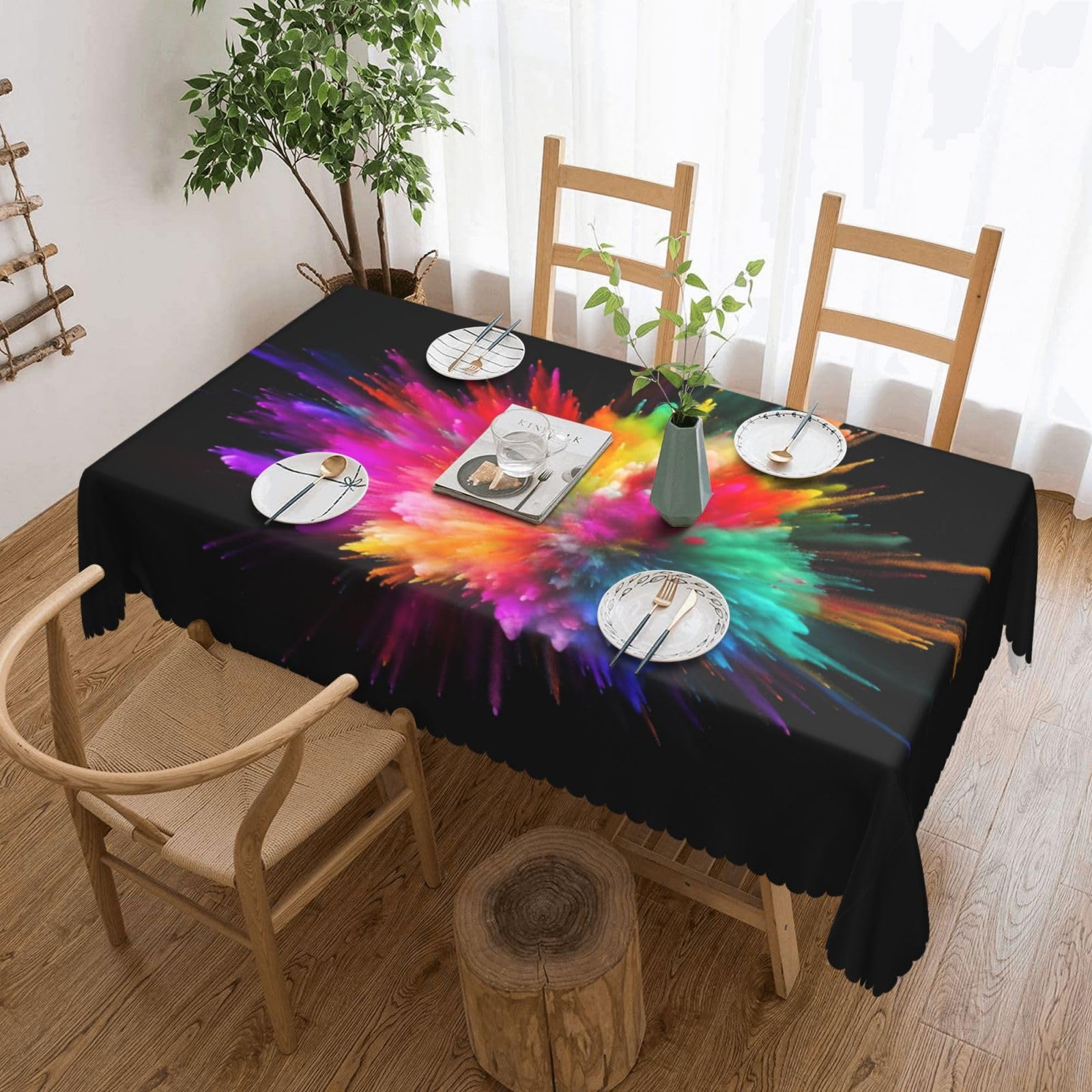 Nappe rectangulaire de qualité supérieure lavable 137x183 cm motif vibrant