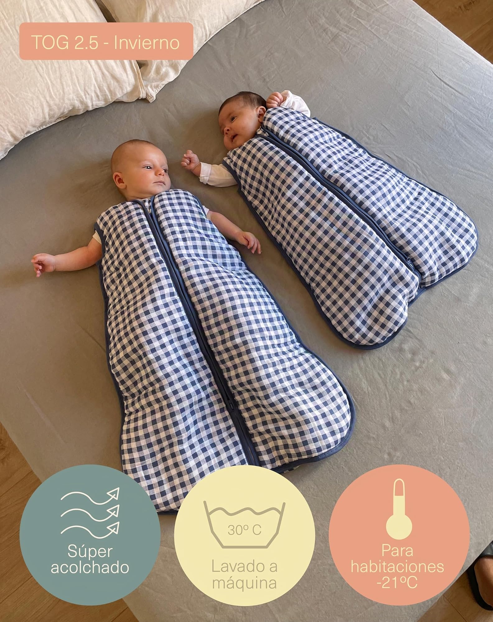 molis&co - Saco de Dormir para bebé 2.5 TOG - 85 cm (6-18 Meses) - Ideal para Invierno - Muselina Premium - Acolchado, Suave y Cálido - Fjord