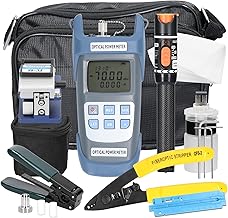 Lianai Kit de ferramentas de fibra óptica FTTH Medidor de potência óptica Cortador de fibra Decapador de fios Conjunto de ferramentas de conexão a frio de fibra óptica com bolsa de armazenamento