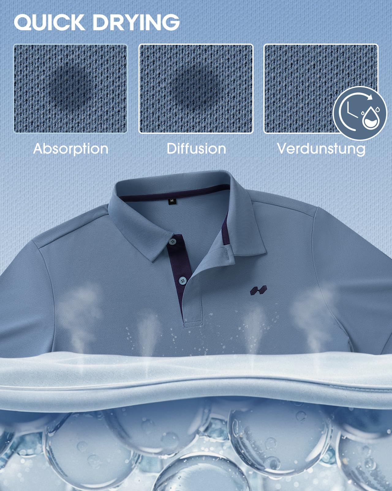 HMIYA Poloshirt Herren Kurzarm Atmungsaktiv Hemd Männer Golf Sommer T-Shirt