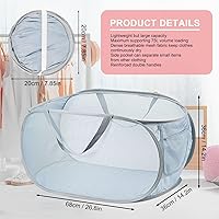 Vista 2 de 2 cestas de malla para la ropa sucia, canastas plegables para la ropa sucia, 75 L, cesta de almacenamiento horizontal con bolsillo lateral y asa