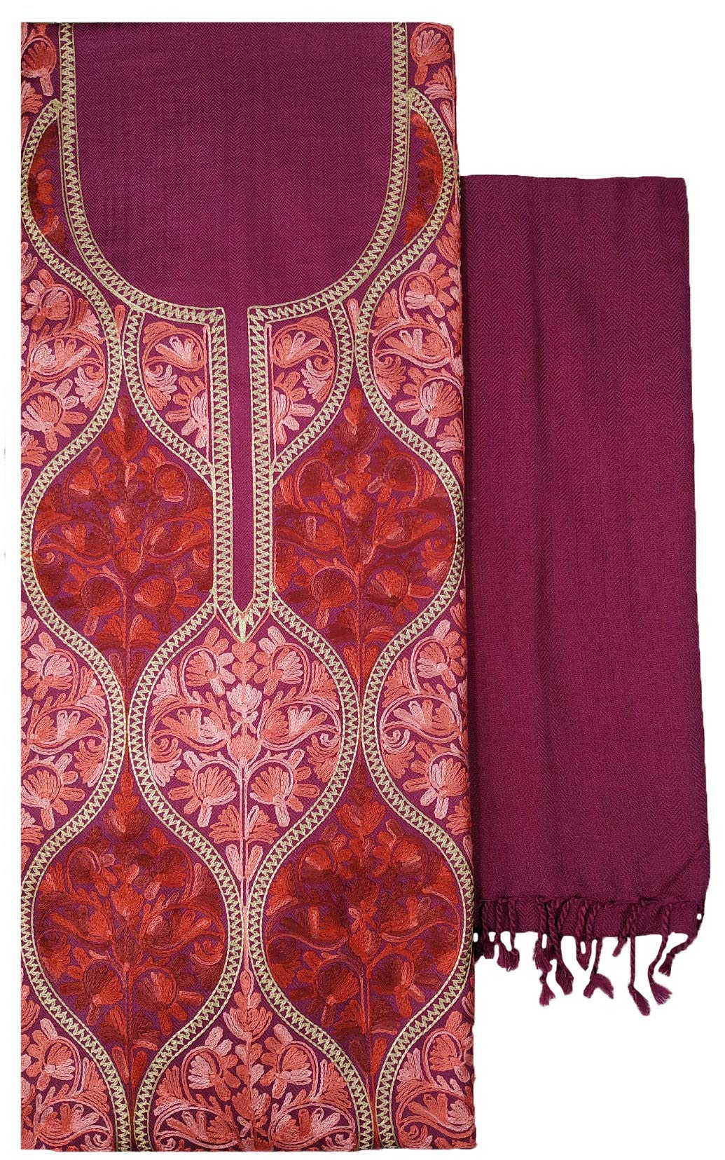 varun cloth house Womens Woollen Kashmiri Embroidery Salwar Suit Material-picture-55