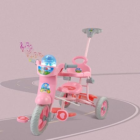 Dash Vega XL Musical Tricycle with Parental Handle, Storage Basket, Music and Lights, Safety Harness for Kids, and Capacity Upto 20 kg (1 to 4 Years, Pink)