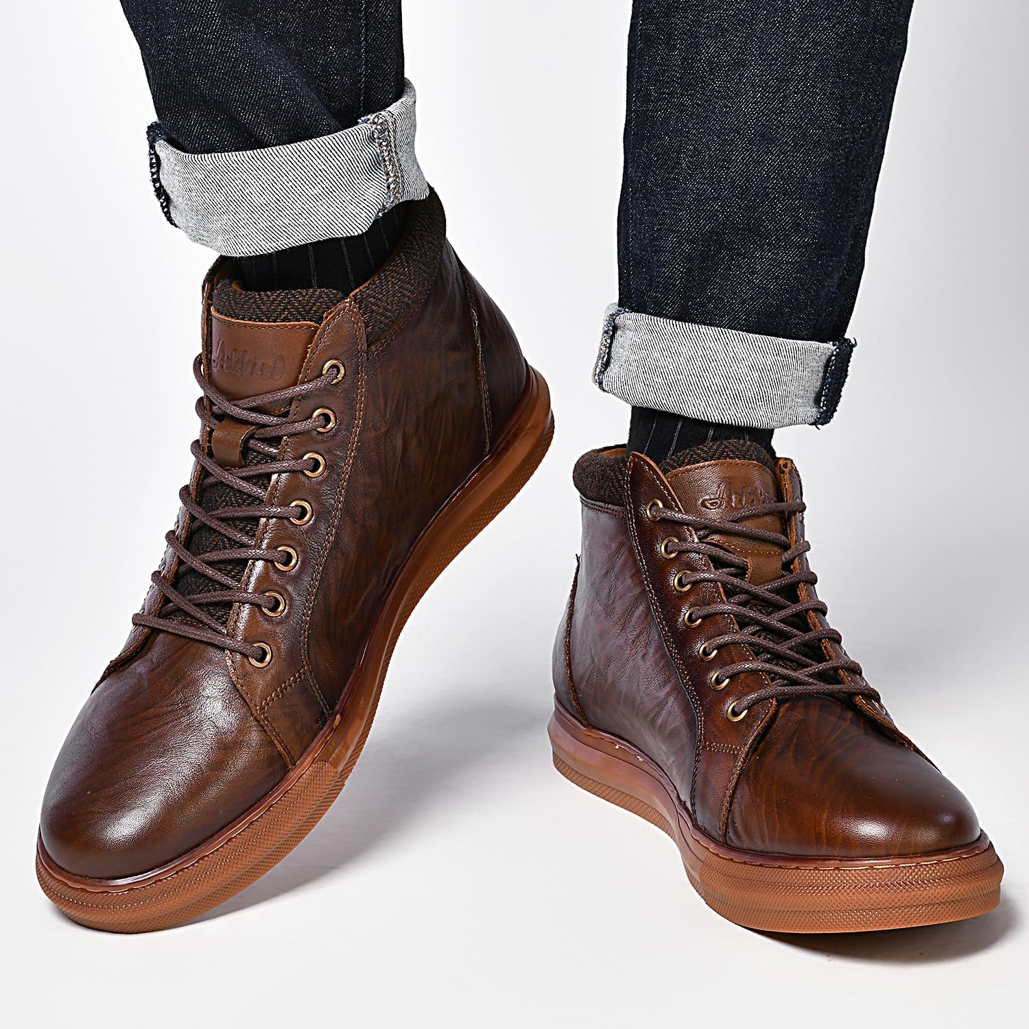 Arkbird Mens Leather Sneaker Fashion Classic Casual Chukka Ankle Boots for Men - Image 2