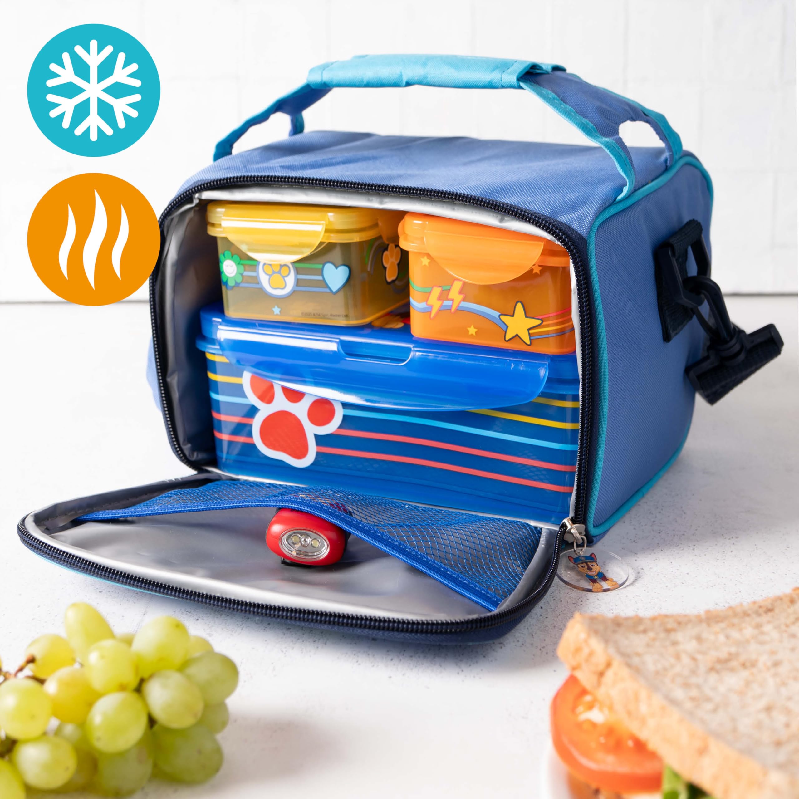 p:os PAW Patrol Kühltasche Klein Kinder 1,7 L - Mini-Kühlbox inkl. 3x Brotdose - Perfekt für Unterwegs, Strand, Kindergarten oder Schule, Blau