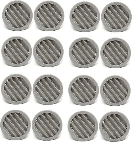 Cubierta redonda de rejilla de plástico de 3 pulgadas para rejilla de ventilación de reptiles (16, gris)