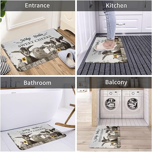 Miniatura 6 de Tapete de baño de granja de vaca de granja, antideslizante, de secado rápido, lavable, divertido tapete de ducha de animales para baño, cocina,