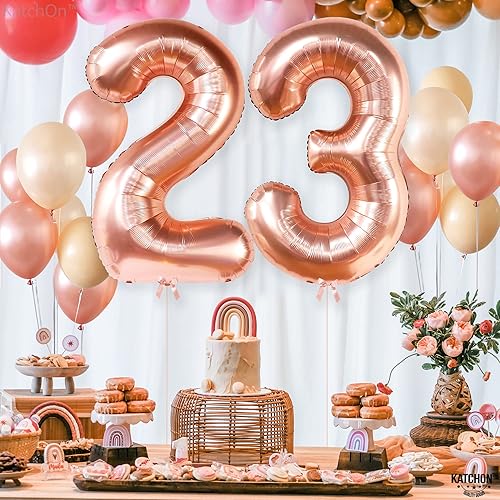Miniatura 7 de KatchOn, Globos de oro rosa del 2 p de 40 pulgadas, 23 para decoraciones de cumpleaños número 23 y aniversario de mujer