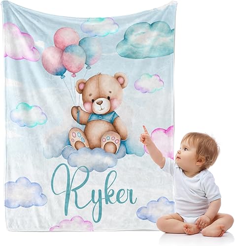 Miniatura 9 de J&SBGFT Manta de bebé personalizada para niños, manta de bebé personalizada con nombre, manta de recepción con nombre personalizado para niños