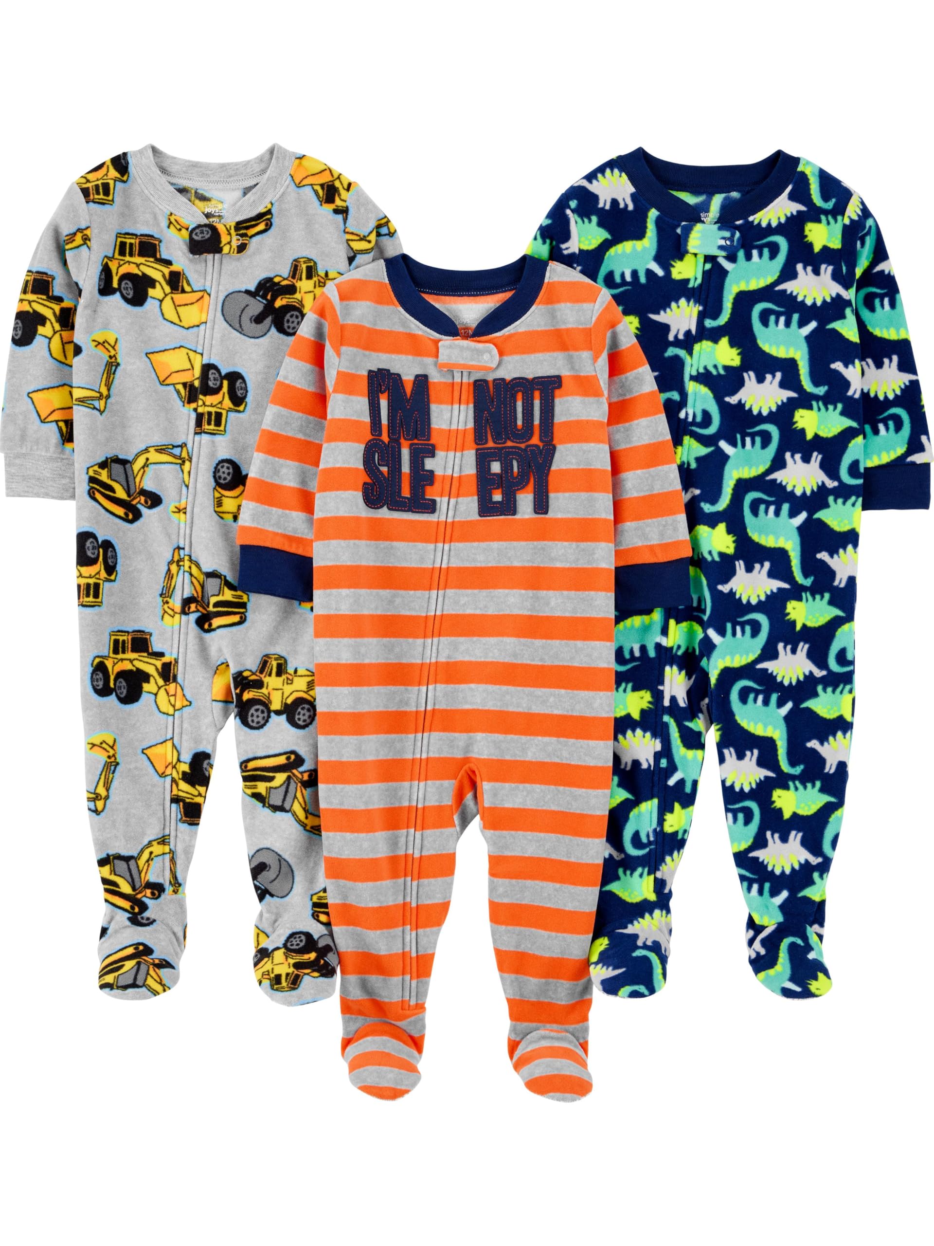 Simple Joys by Carter'sToddlers and Baby Boys' Loose-Fit Flame Resistant Fleece Footed Pajamas, Pack of 3OEKO-TEX STANDARD 100