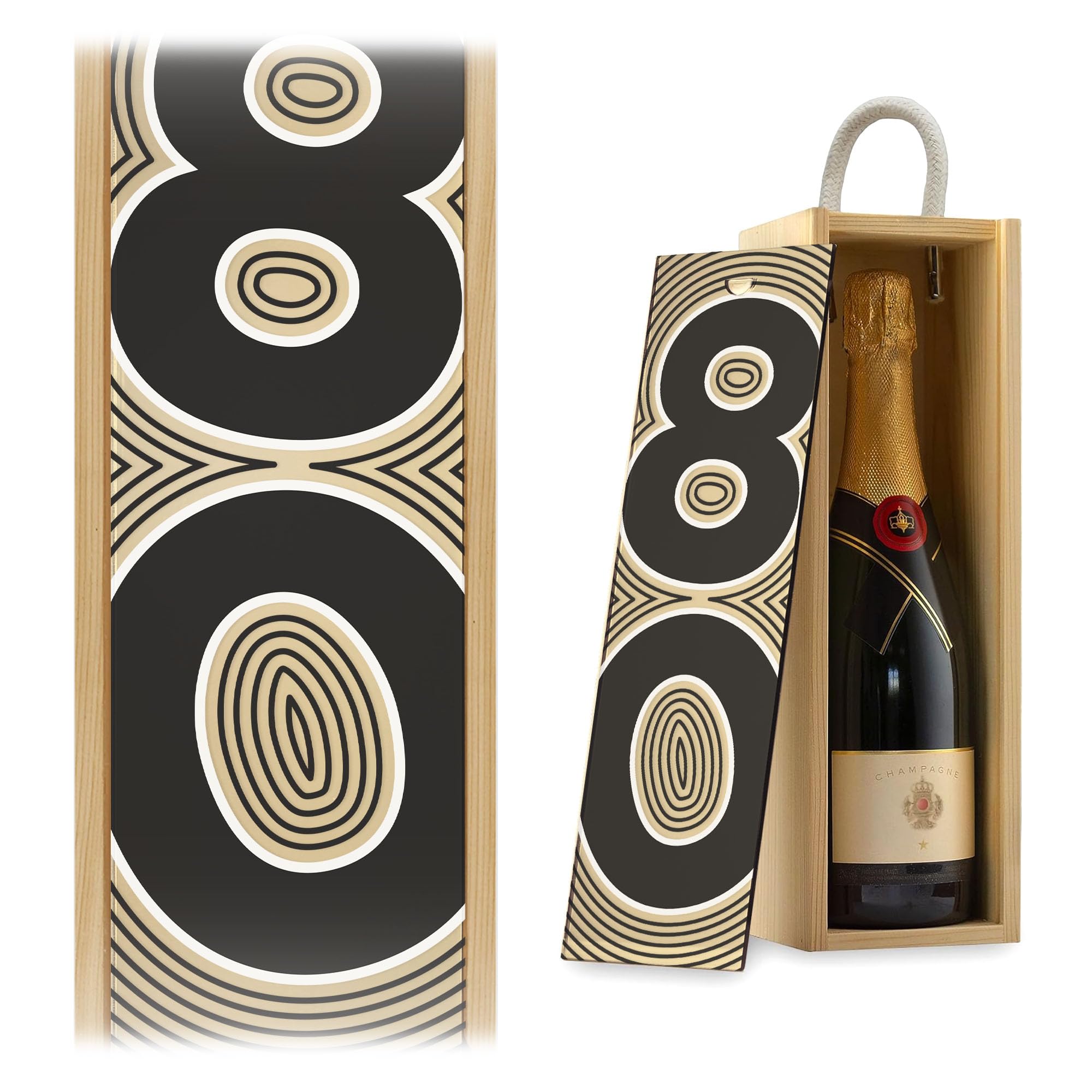 A1 Graphics Ltd 80th Birthday Champagne Wine Gift Box Milestone Birthday Celebration Gift For Him Her Wine Lover Gift Box (Gold Mirror, Natural Box)