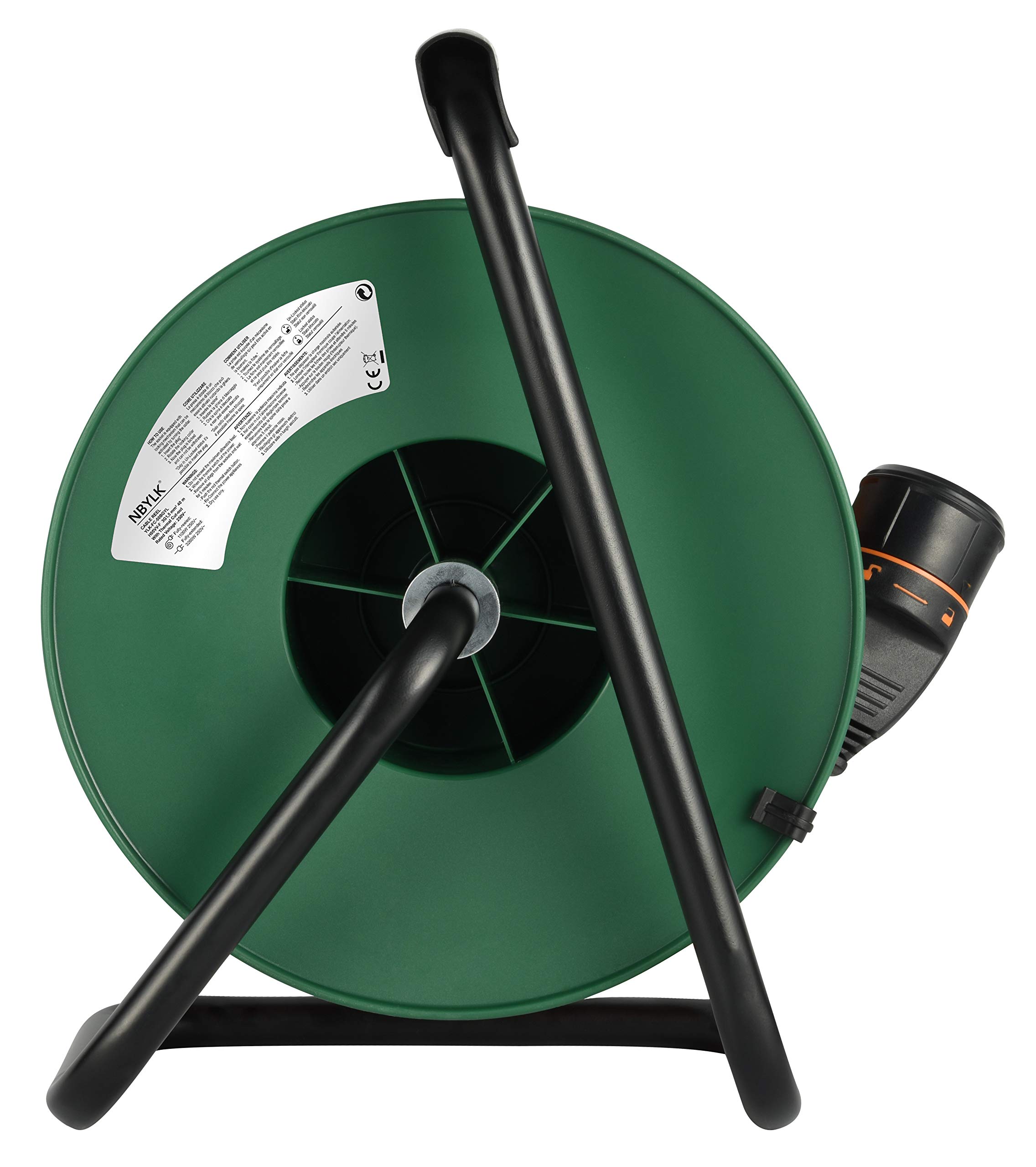 Electraline 208666 Rallonge Prolongateur Jardín avec Enrouleur 40M 3G1.5mm avec Fiche Femelle Français Electralock équipée d'un système de verrouillage qui empêche la déconnexione fiche-prise