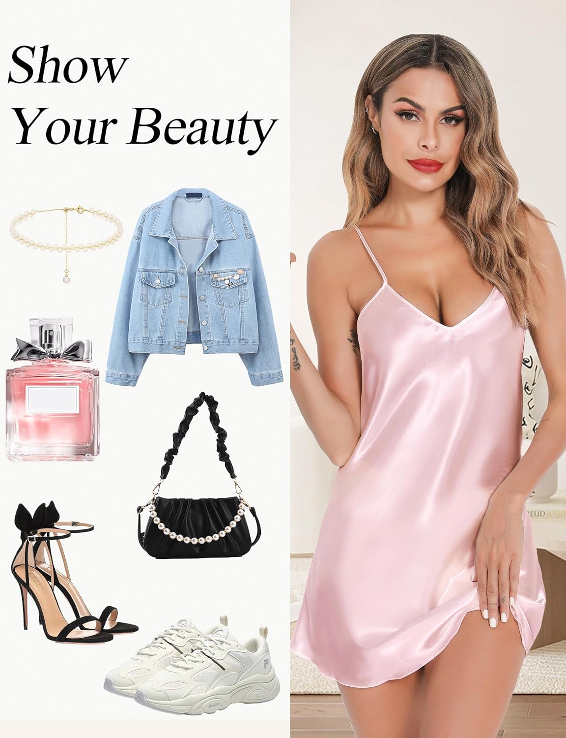 Lovasy Women's 2 Pack Silk Nightgown Sexy Lingerie Satin Sleepwear Negligee V Neck Chemise Nightwear Mini Slip Dress S-XXL - Image 6